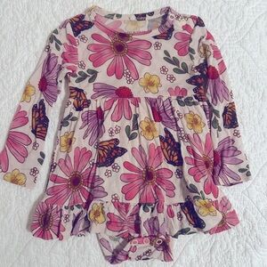 6-12 month posh peanut bamboo long sleeved twirl dress with bodysuit